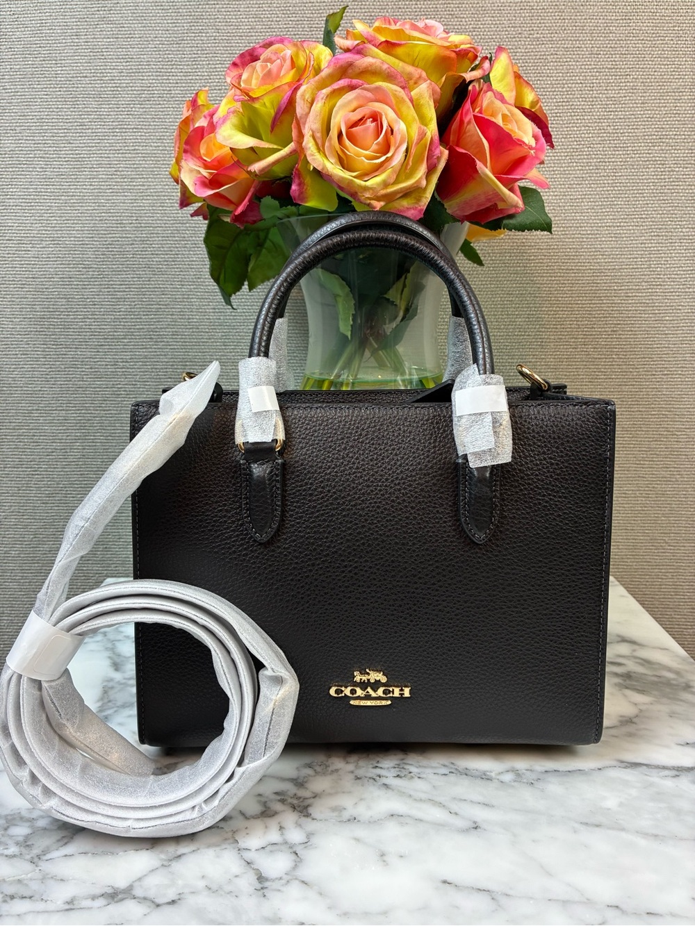 Coach CY668 Small Black Maggie Tote Bag Pebbled Leather - NWT $325 Retail
